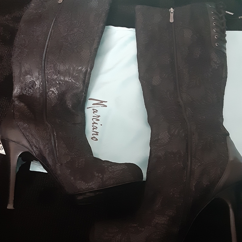 Knee Length Lace Zip-up Boots - Picture 5 of 8